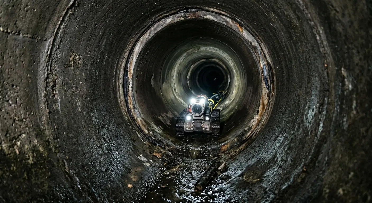 Robotic sewer camera inspecting pipe interior for Sewer Line Repair in Cody